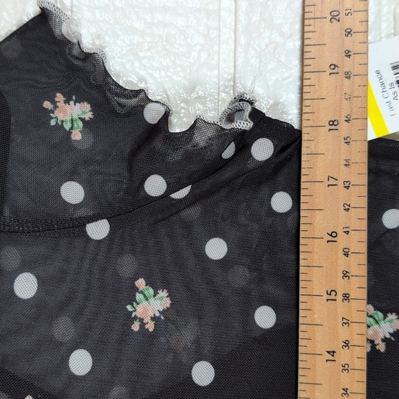 368-love, Fire Black Sheer Polka Dot Blouse - Picture 3 of 4